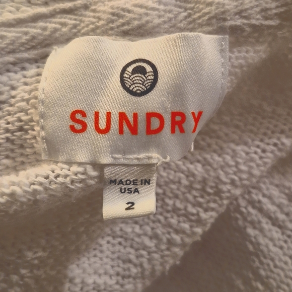 Sundry Knit Hoodie White Stripes Cotton Sweater Small - Picture 6 of 8